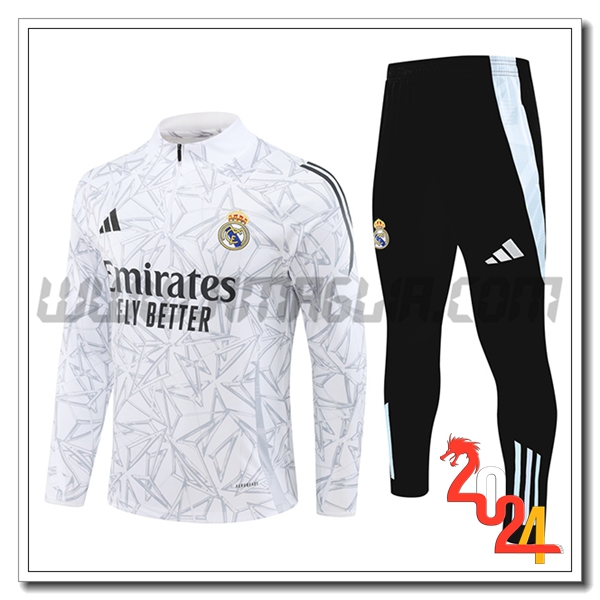 Tuta Allenamento Real Madrid Bianco/Grigio/Nero 2024 2025