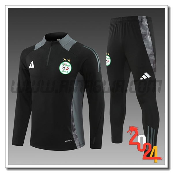Tuta Allenamento Algeria Bambino Nero/Grigio 2024 2025