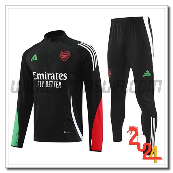 Tuta Allenamento Arsenal Bambino Nero/Verde/Rosso 2024 2025