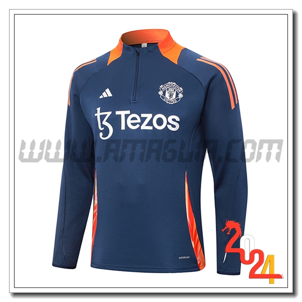 Felpa Allenamento Manchester United Blu/Arancia 2024 2025