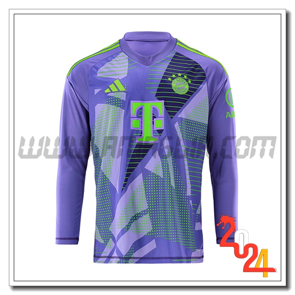 Maglia Calcio Portiere Bayern Monaco Maniche lunghe 2024 2025 Porpora