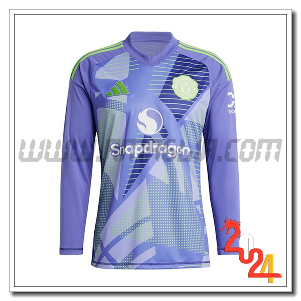 Maglia Calcio Portiere Manchester United Maniche lunghe 2024 2025 Porpora