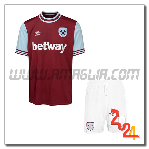 Nuovo Kit Maglia West Ham Bambino Prima 2024 2025