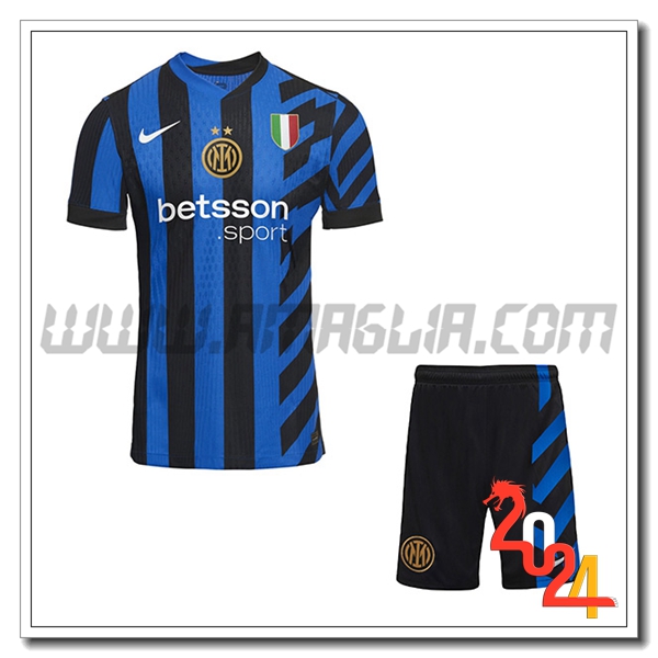 Nuovo Kit Maglia Inter Milan Bambino Prima 2024 2025