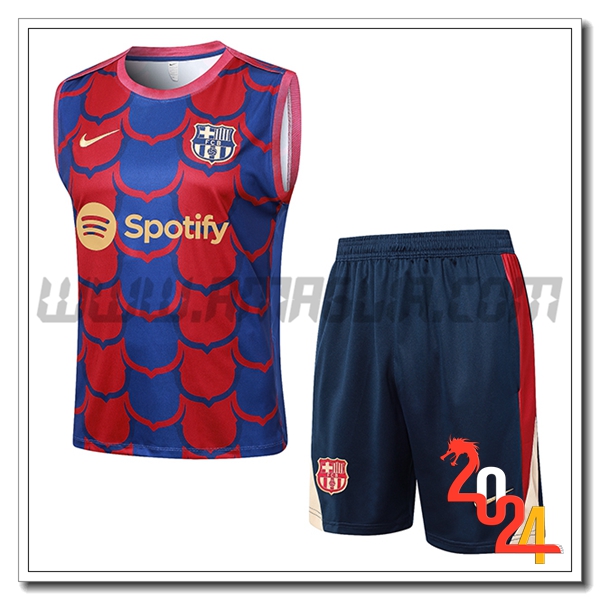 Kit Canotta Allenamento FC Barcellona Rosso/Blu 2024 2025