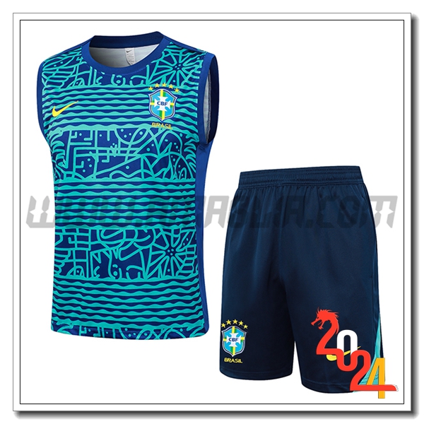 Kit Canotta Allenamento Brasile Blu 2024 2025