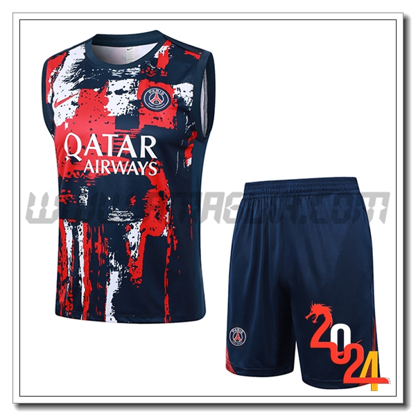 Kit Canotta Allenamento PSG Rosso/Blu/Bianco 2024 2025