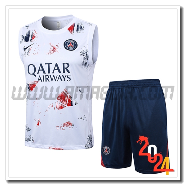 Kit Canotta Allenamento PSG Bianco/Rosso/Blu 2024 2025
