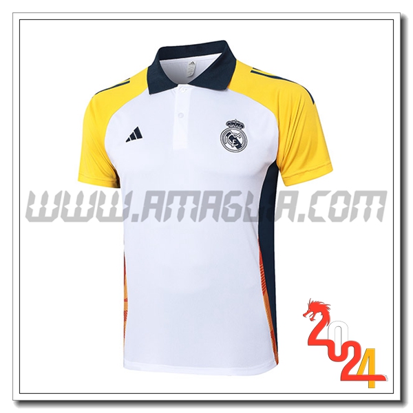 Maglia Polo Real Madrid Bianco/Giallo/Blu 2024 2025