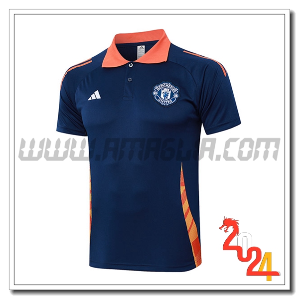 Maglia Polo Manchester United Blu/Arancia 2024 2025
