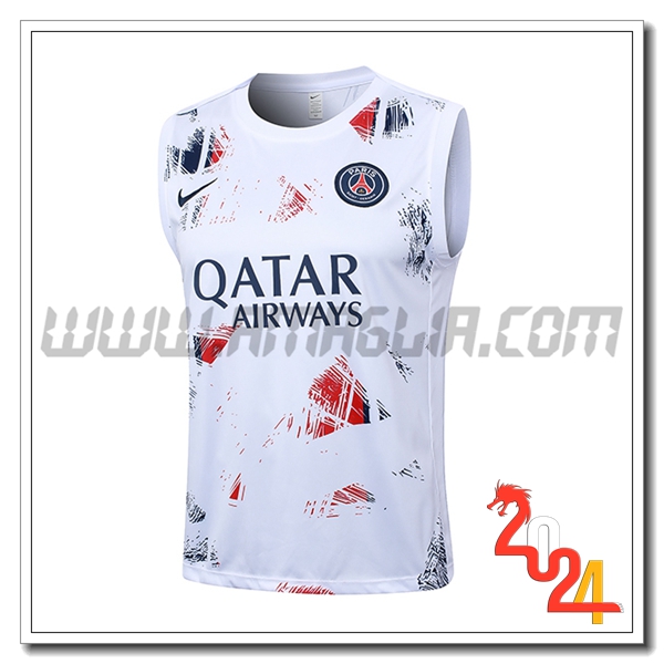 Canotta Allenamento PSG Bianco/Rosso/Blu 2024 2025