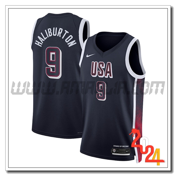 Maglia USA (HALIBURTON #9) 2024/25 Nero