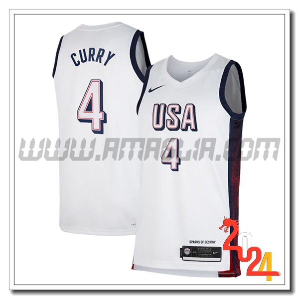 Maglia USA (CURRY #4) 2024/25 Bianco