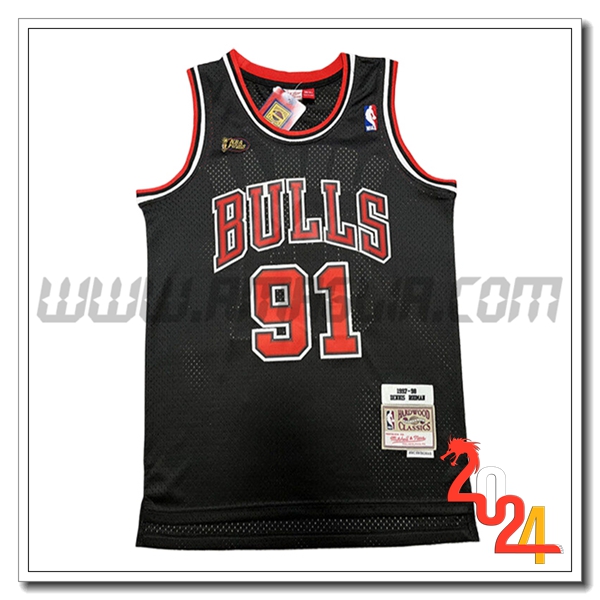 Maglia Chicago Bulls (RODMAN #91) 2024/25 Nero/Rosso