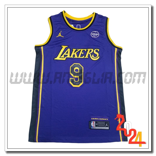 Maglia Los Angeles Lakers (JAMES JR. #9) 2024/25 viola/Giallo/Nero -02