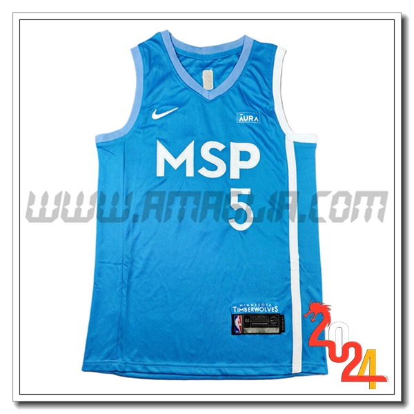 Maglia Minnesota Timberwolves (EDWARDS #5) 2024/25 Blu/Bianco -02