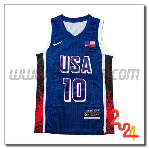 Maglia USA (TATUM #10) 2024/25 Blu/Rosso/Nero