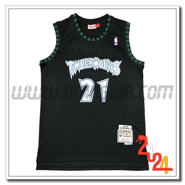 Maglia Minnesota Timberwolves (GARNETT #21) 2024/25 Nero/Verde -02