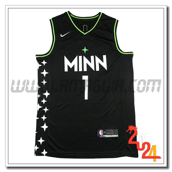Maglia Minnesota Timberwolves (EDWARDS #1) 2024/25 Nero/Verde