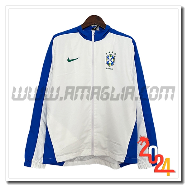 Giacca A Vento Brasile Bianco/Blu 2024 2025