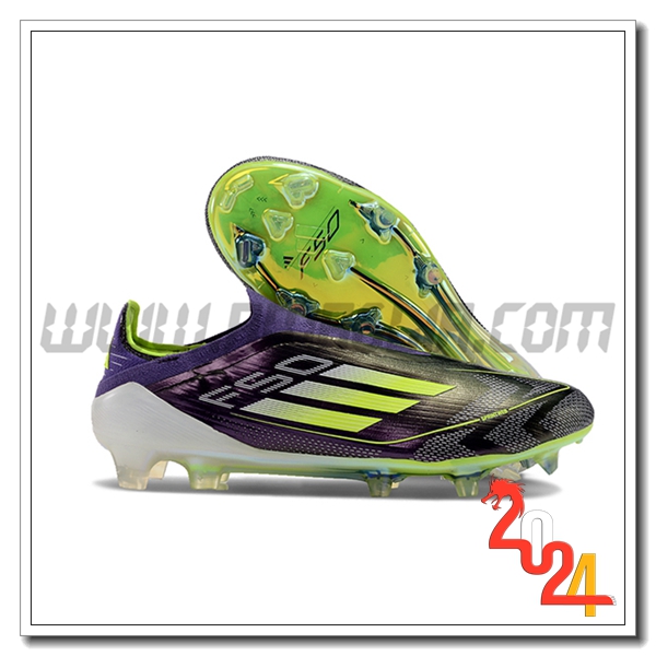 Adidas Scarpe Da Calcio F50 Elite Laceless FG Nero/Verde/viola