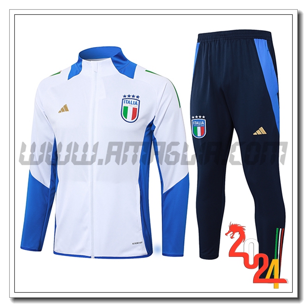 Tuta Allenamento Giacca Italia Bianco/Blu 2024 2025 -02