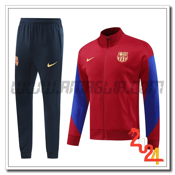 Tuta Giacca Allenamento FC Barcellona Rosso/Blu 2024 2025 -03