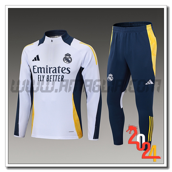 Tuta Allenamento Real Madrid Bambino Bianco/Blu/Giallo 2024 2025 -02