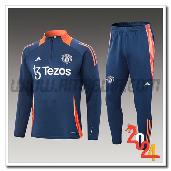 Tuta Allenamento Manchester United Bambino Blu/Arancia 2024 2025 -02