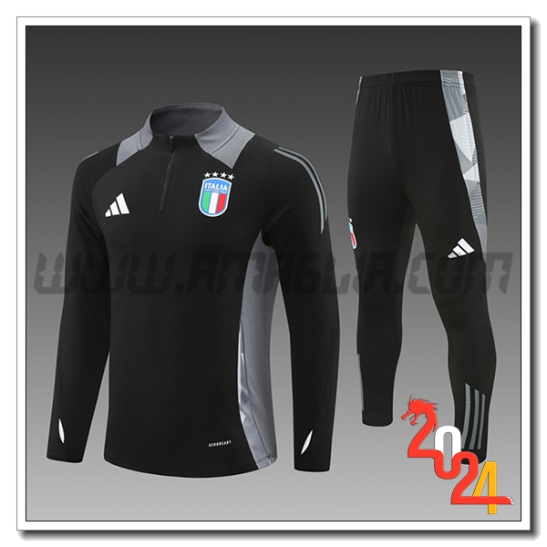 Tuta Allenamento Italia Bambino Nero/Grigio 2024 2025 -02