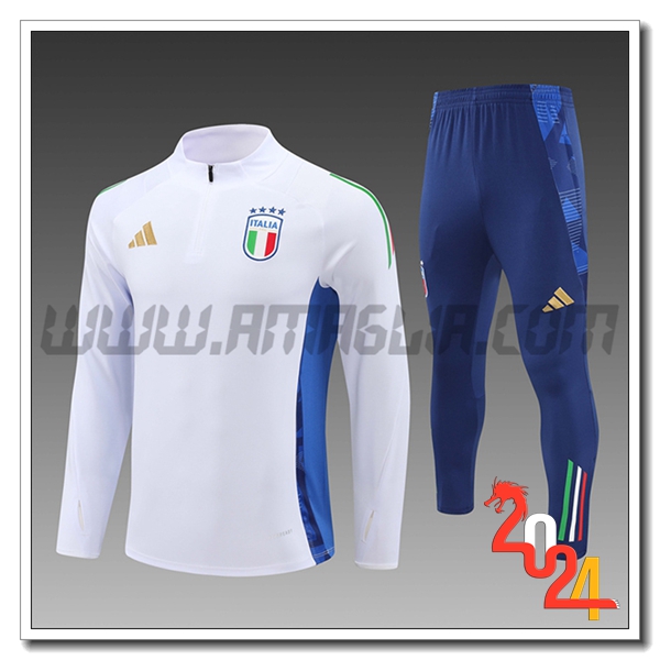 Tuta Allenamento Italia Bambino Bianco/Blu 2024 2025 -06