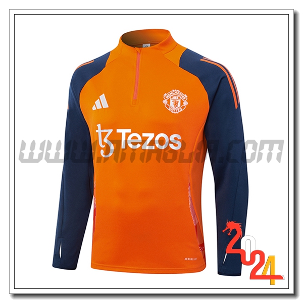Felpa Allenamento Manchester United Arancia/Blu 2024 2025