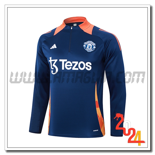 Felpa Allenamento Manchester United Blu/Arancia 2024 2025 -02