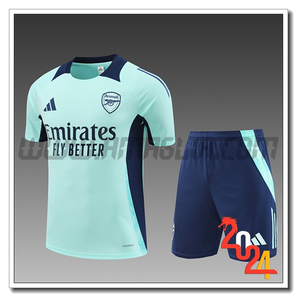 Kit Maglia Allenamento Arsenal Bambino Verde/Blu 2024 2025