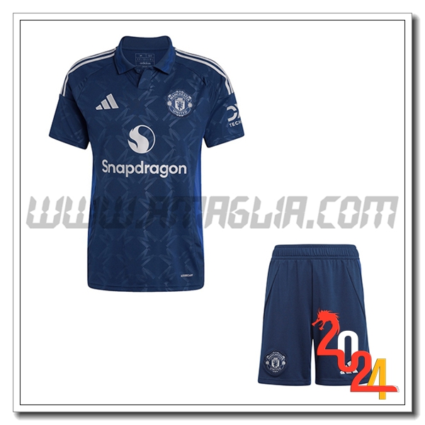 Nuovo Kit Maglia Manchester United Bambino Seconda 2024 2025
