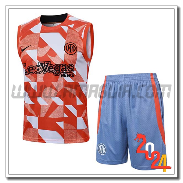 Kit Canotta Allenamento Inter Milan Arancia/Bianco 2024 2025