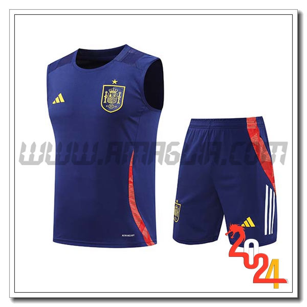 Kit Canotta Allenamento Spagna Blu/Rosso 2024 2025