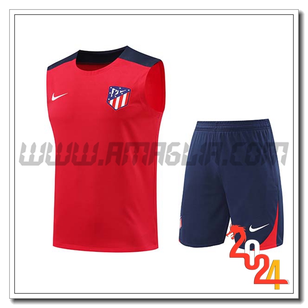 Kit Canotta Allenamento Atletico Madrid Rosso/Blu 2024 2025