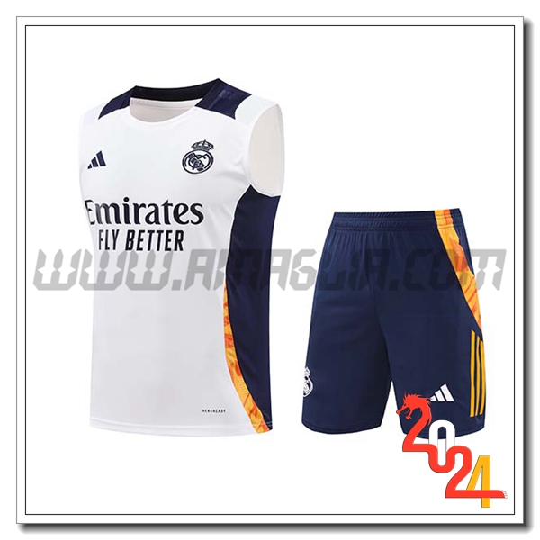 Kit Canotta Allenamento Real Madrid Bianco/Blu/Arancia 2024 2025