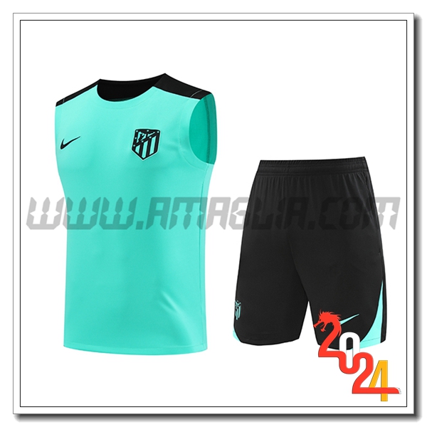 Kit Canotta Allenamento Atletico Madrid Verde/Nero 2024 2025