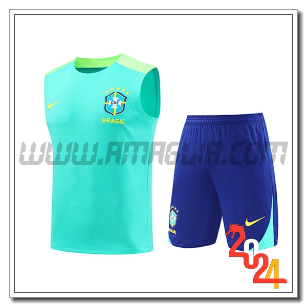 Kit Canotta Allenamento Brasile Verde 2024 2025