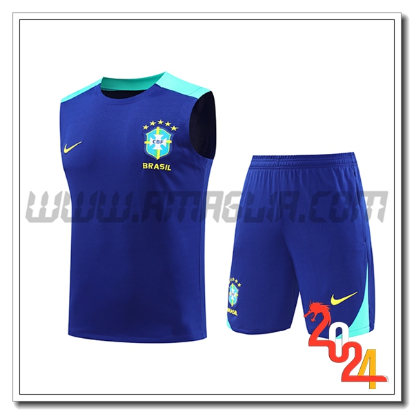 Kit Canotta Allenamento Brasile Blu 2024 2025