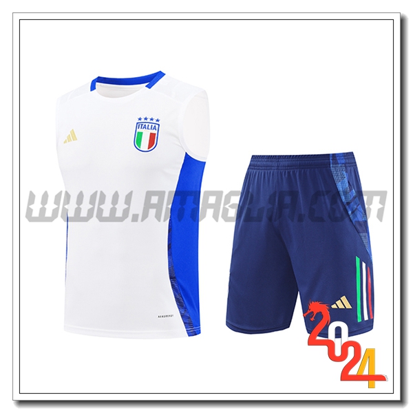 Kit Canotta Allenamento Italia Bianco/Blu 2024 2025