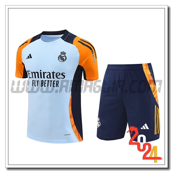 Kit Maglia Allenamento Real Madrid Blu/Arancia 2024 2025