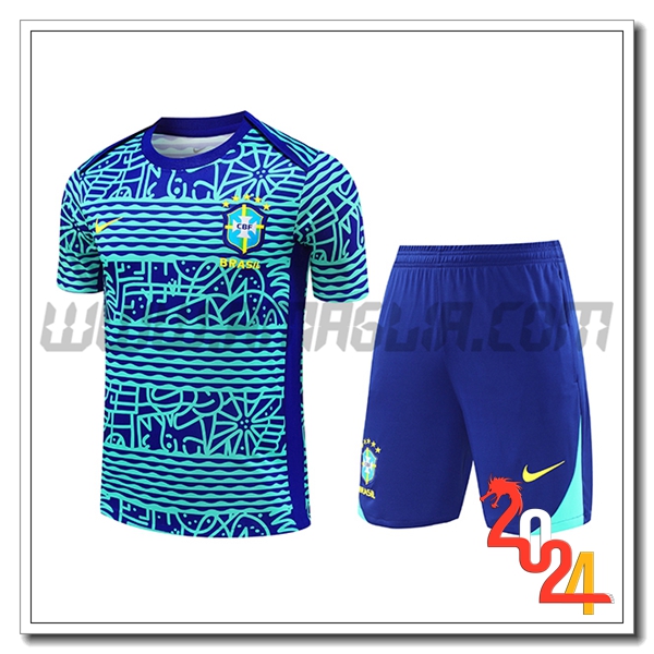 Kit Maglia Allenamento Brasile Blu/Verde 2024 2025 -03
