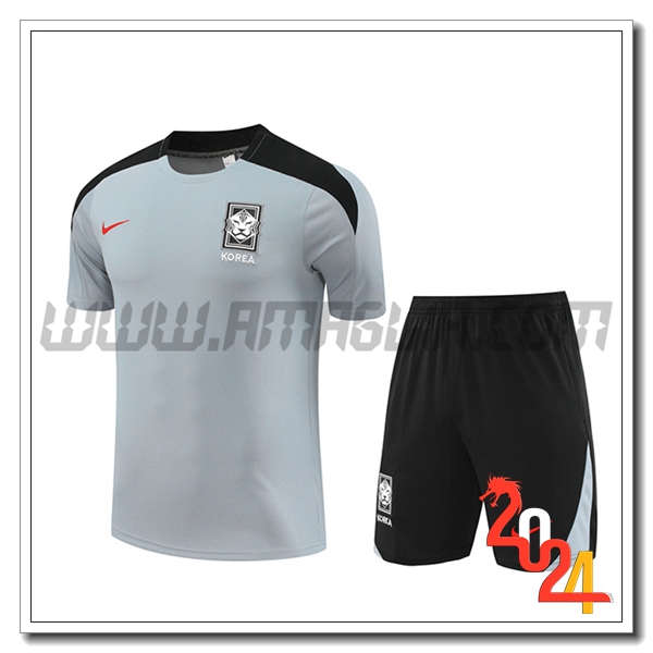 Kit Maglia Allenamento Corée Du Sud Grigio/Nero 2024 2025