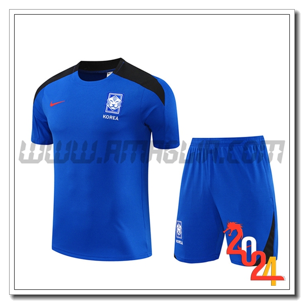 Kit Maglia Allenamento Corée Du Sud Blu/Nero 2024 2025