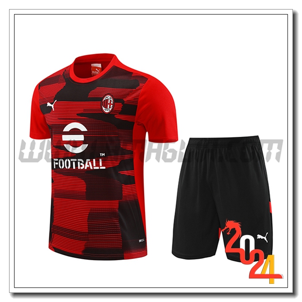 Kit Maglia Allenamento AC Milan Rosso/Nero 2024 2025