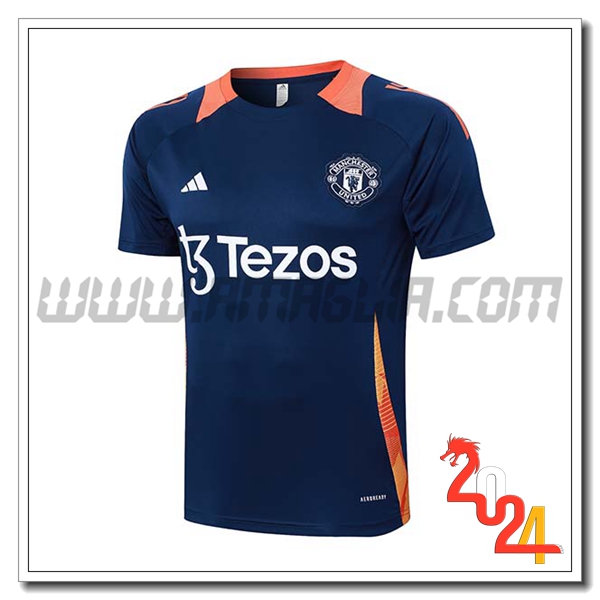 T Shirt Allenamento Manchester United Blu/Arancia 2024 2025