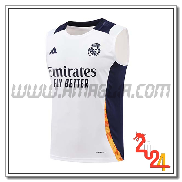 Canotta Allenamento Real Madrid Bianco/Blu/Arancia 2024 2025